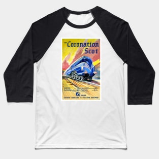 Vintage Travel Poster England The Coronation Scot Baseball T-Shirt